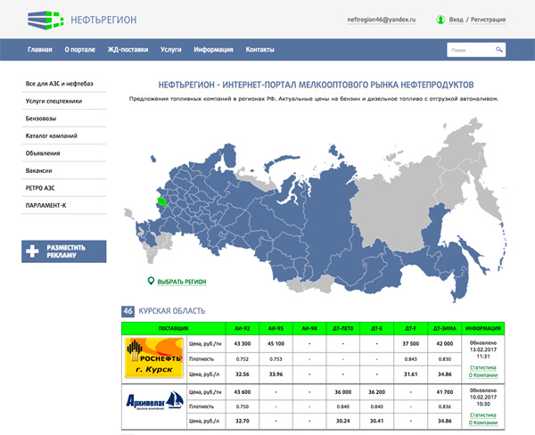«НефтьРегион» - интернет портал мелкооптового рынка нефтепродуктов России