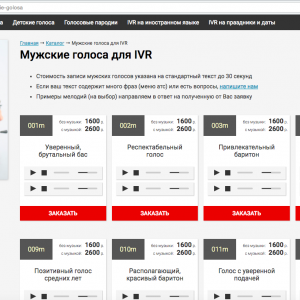 Разработка сайта - каталога услуг 1ivr.ru (Скрин №5)